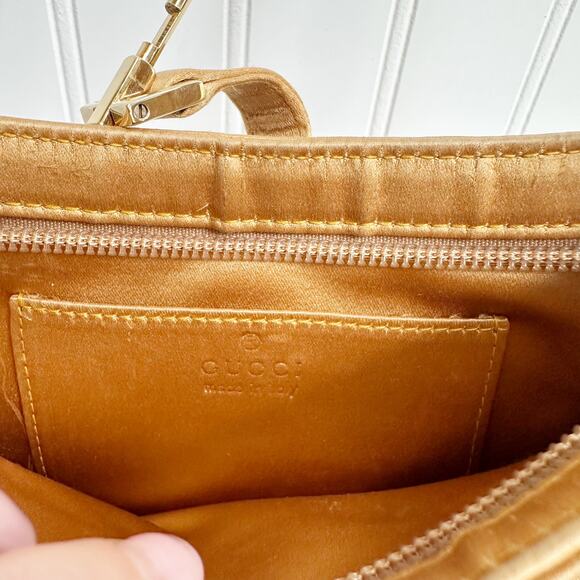 Gucci Jackie 1961 Gold Camel Silk Mini Hobo Shoulder Bag Vintage Evening Handbag - Picture 6 of 9